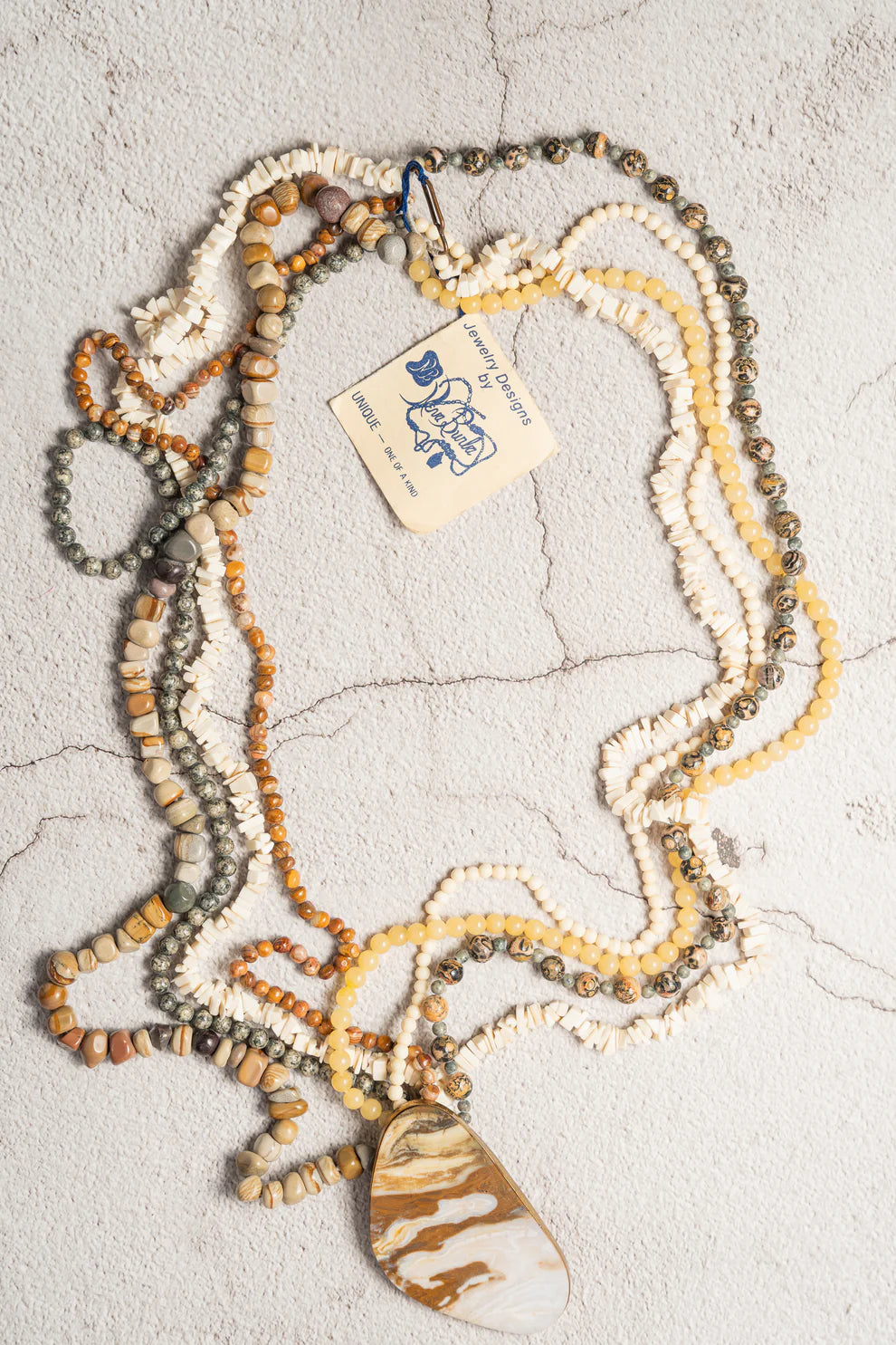 Vintage 1980s Neva Burba Multi-Strand Stone Necklace