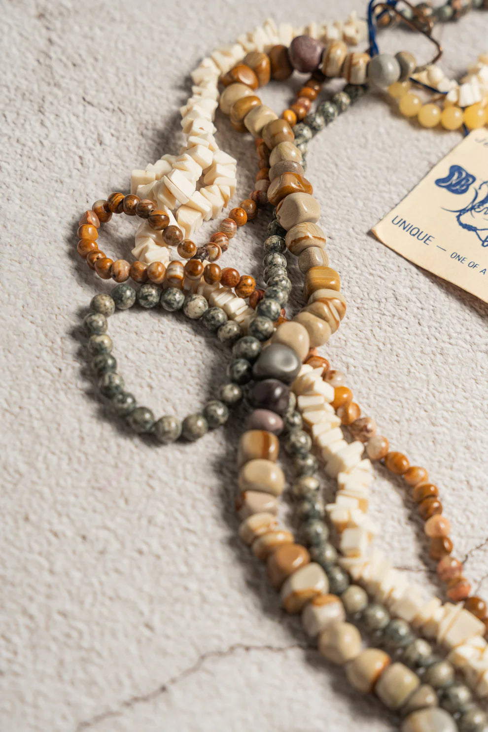 Vintage 1980s Neva Burba Multi-Strand Stone Necklace