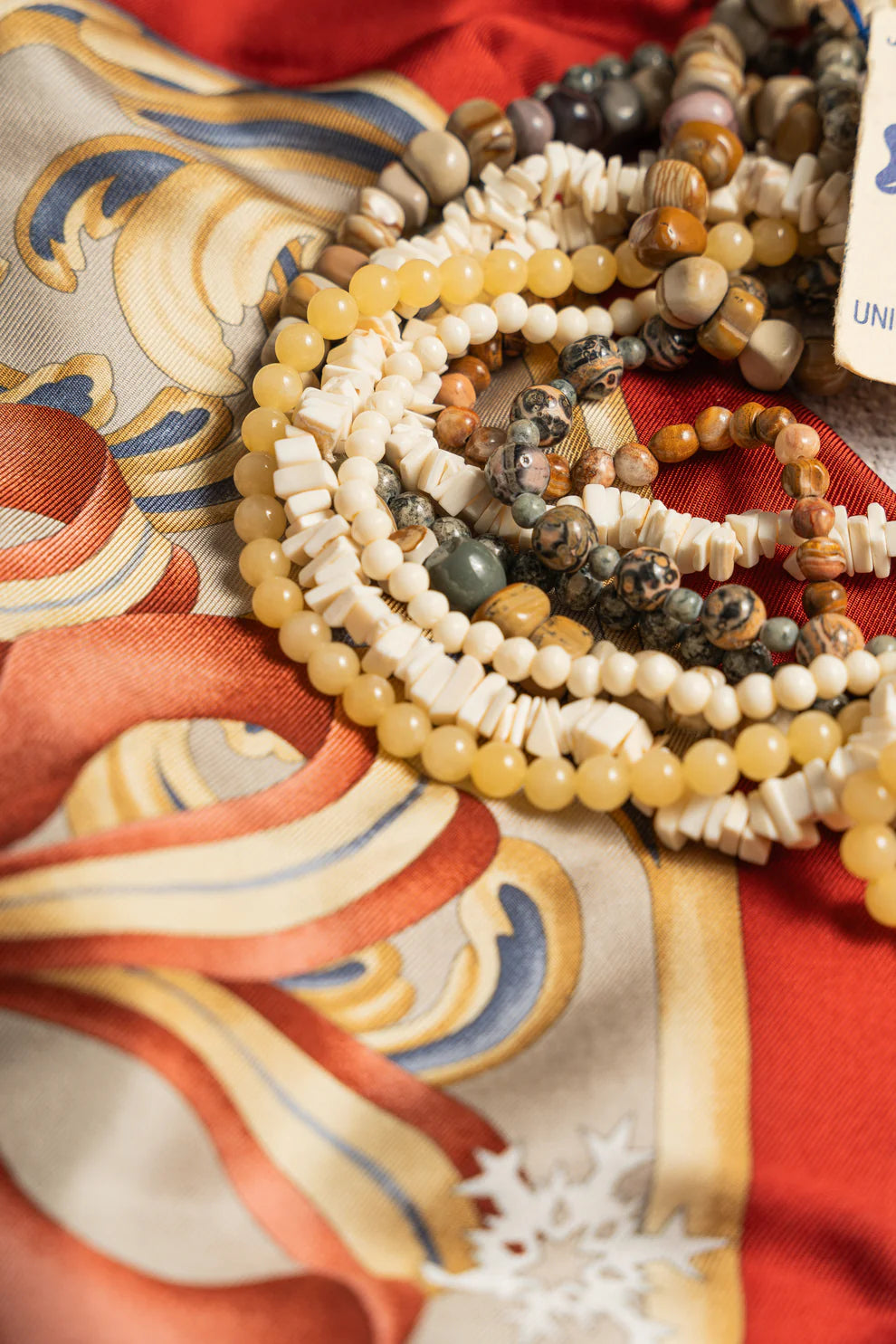 Vintage 1980s Neva Burba Multi-Strand Stone Necklace