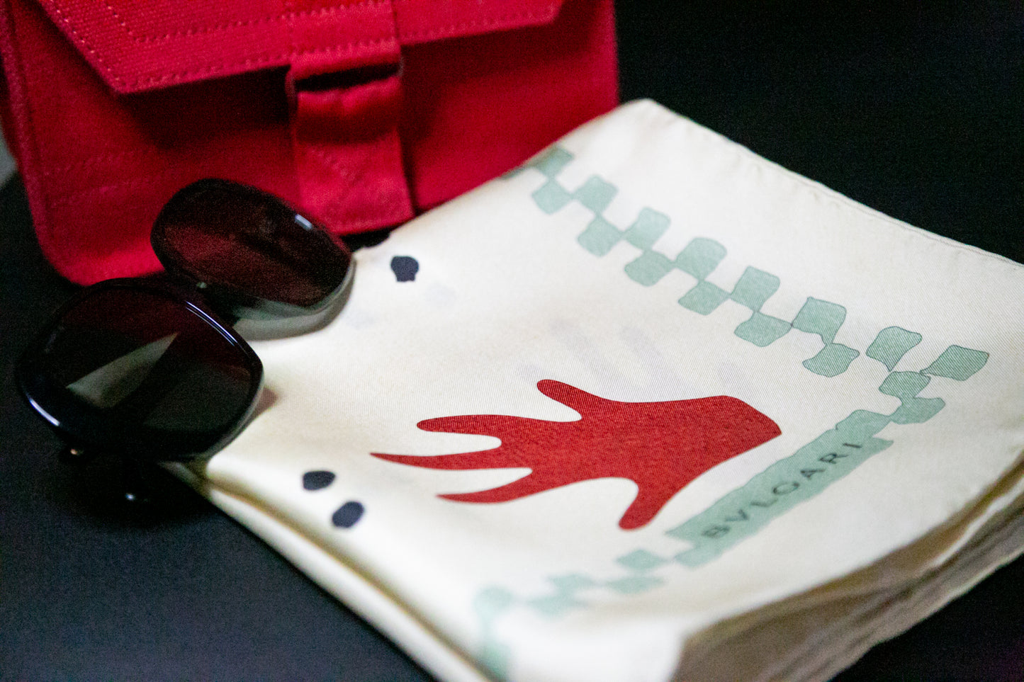 Bulgari Silk Scarf - Abstract Hand Design, Square