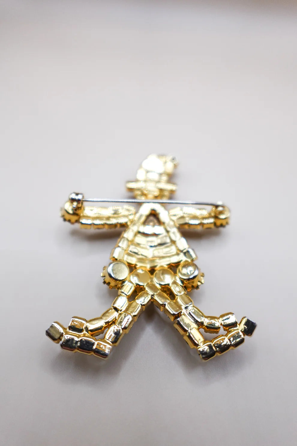 Vintage Hand-Set Crystal Santa Pin