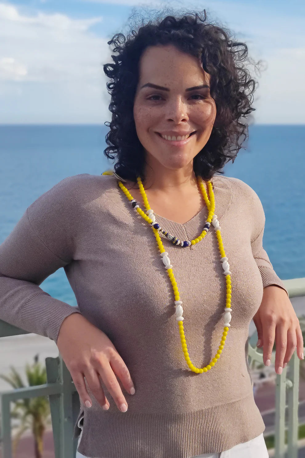 Vintage Neva Burba Yellow Bead Necklace Set