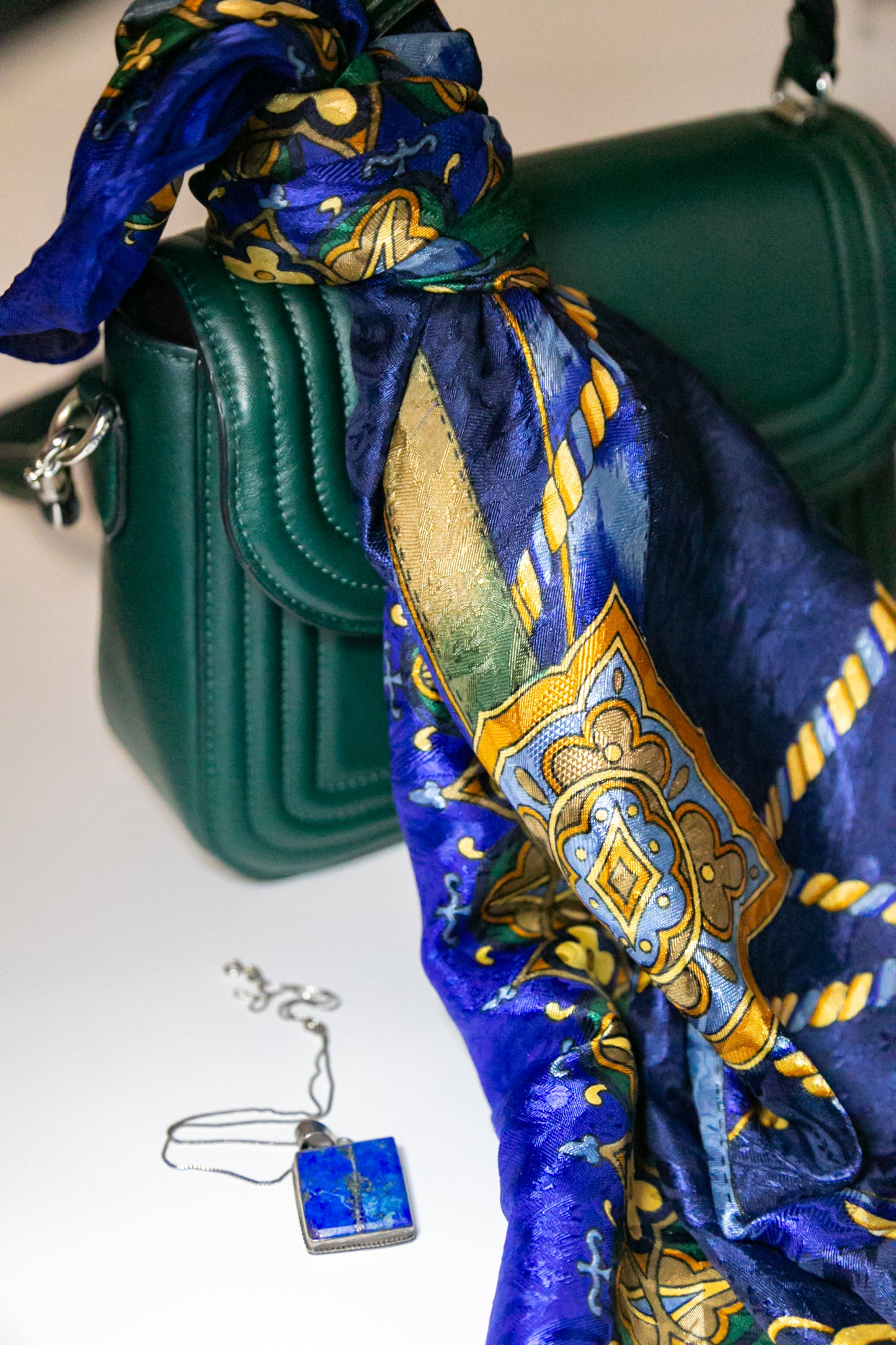 Pier Olivier Paris Scarf - Blue & Gold, Square