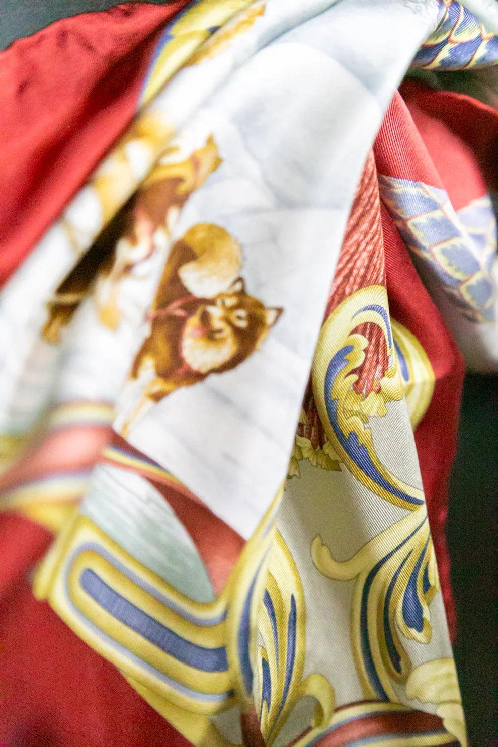 Vintage Salvatore Ferragamo Silk Scarf - Winter Scene, Square