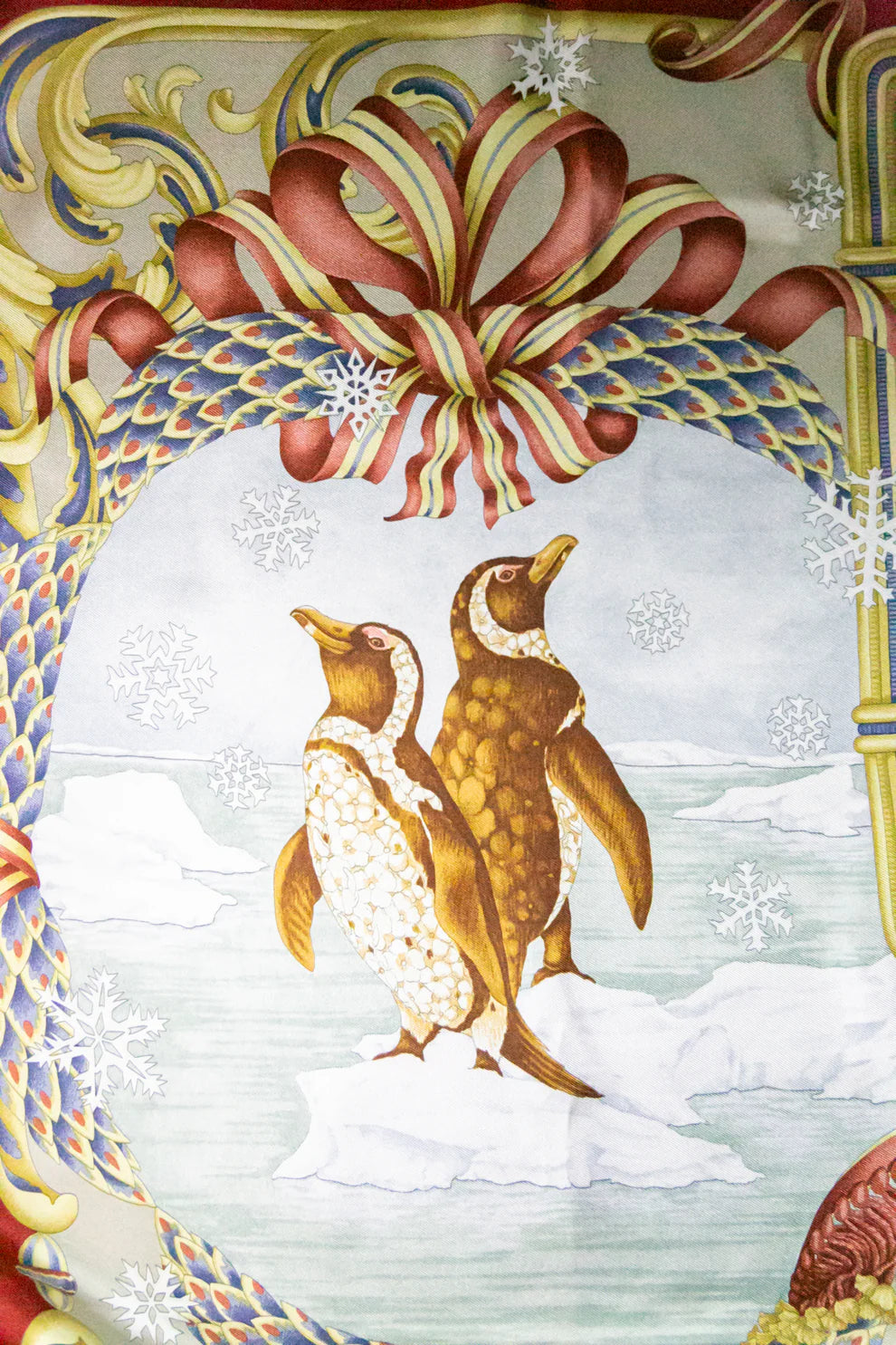 Vintage Salvatore Ferragamo Silk Scarf - Winter Scene, Square