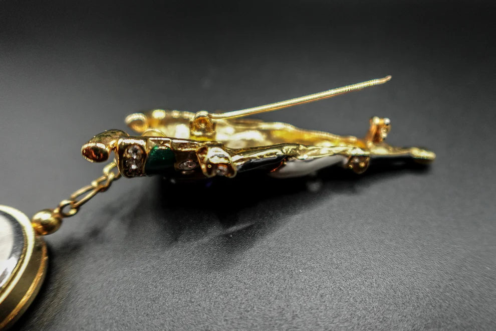 Vintage Santa Claus Watch Brooch