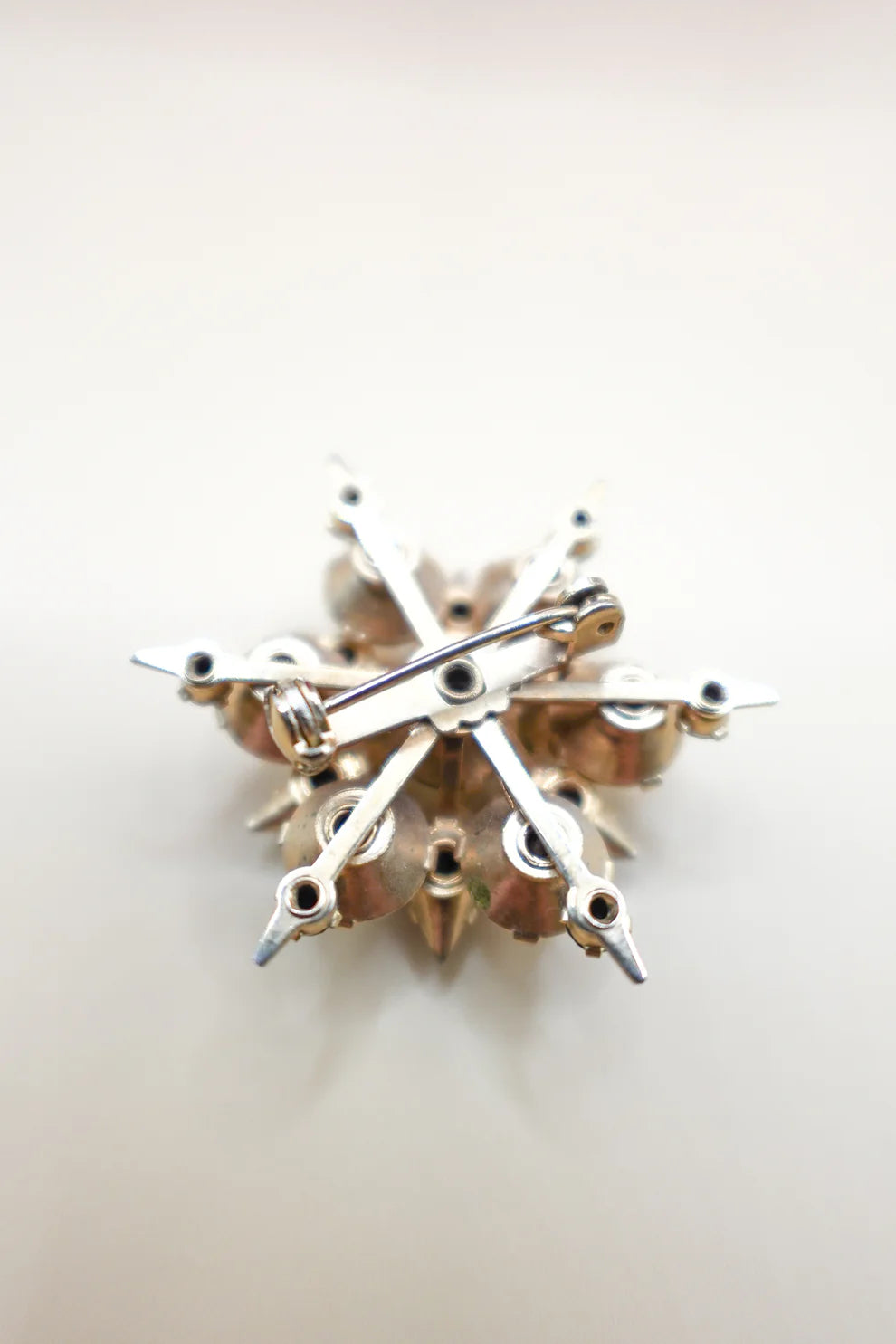 Vintage Black and Clear Crystal Starburst Brooch