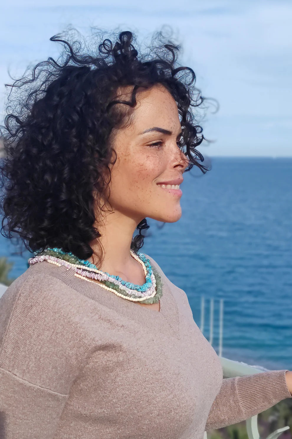 Turquoise and Crystal Necklace – Handmade by Neva Burba