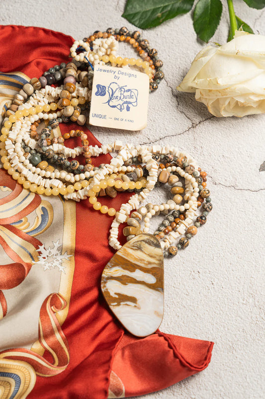 Vintage 1980s Neva Burba Multi-Strand Stone Necklace