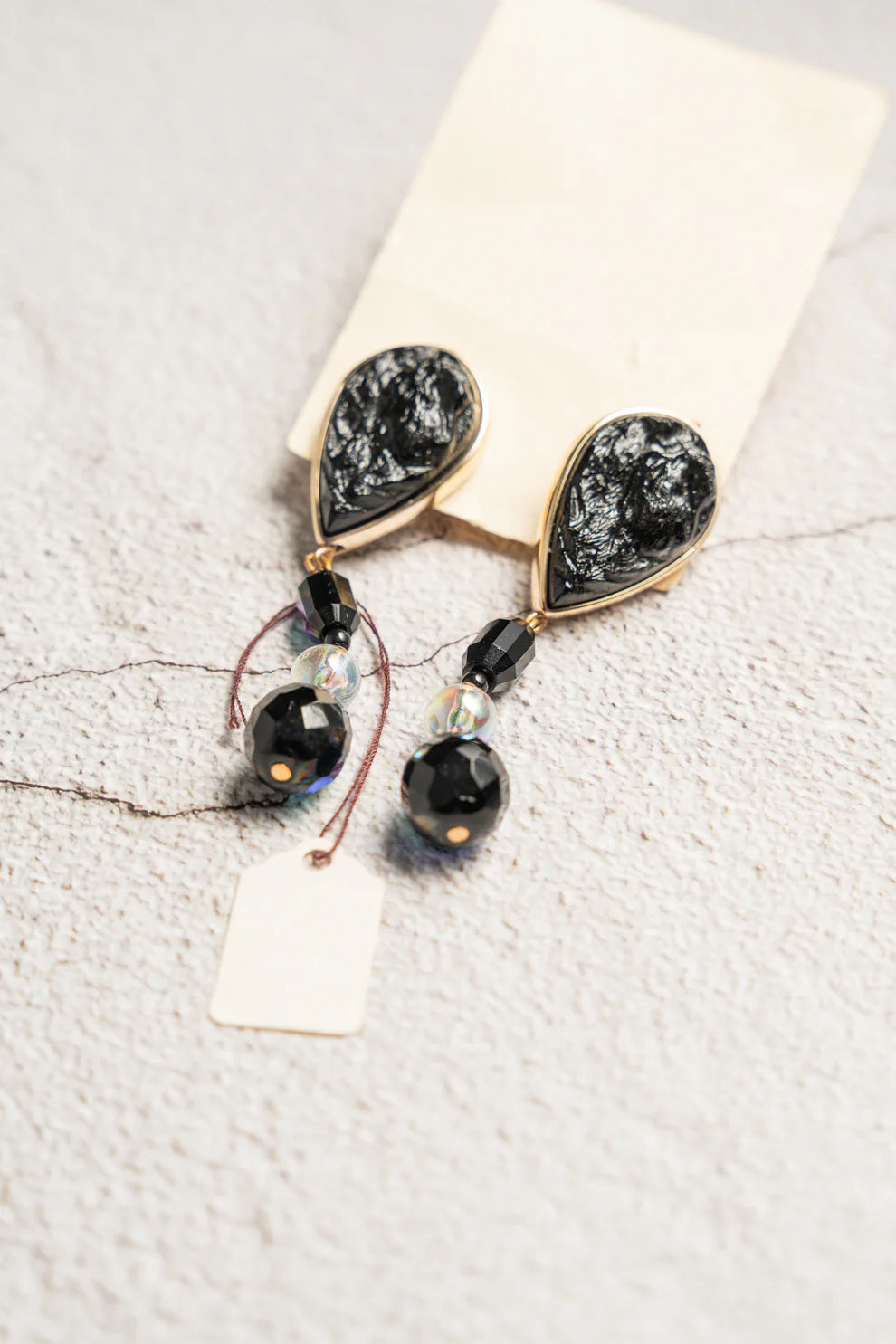 Vintage Black Agate & Onyx Earrings