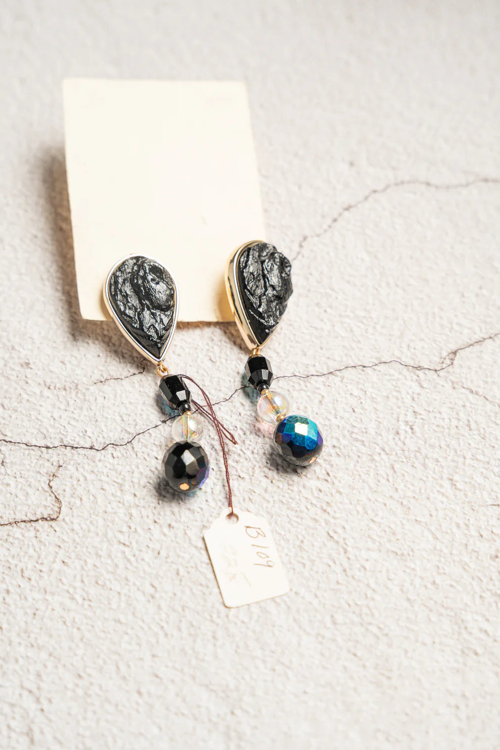Vintage Black Agate & Onyx Earrings
