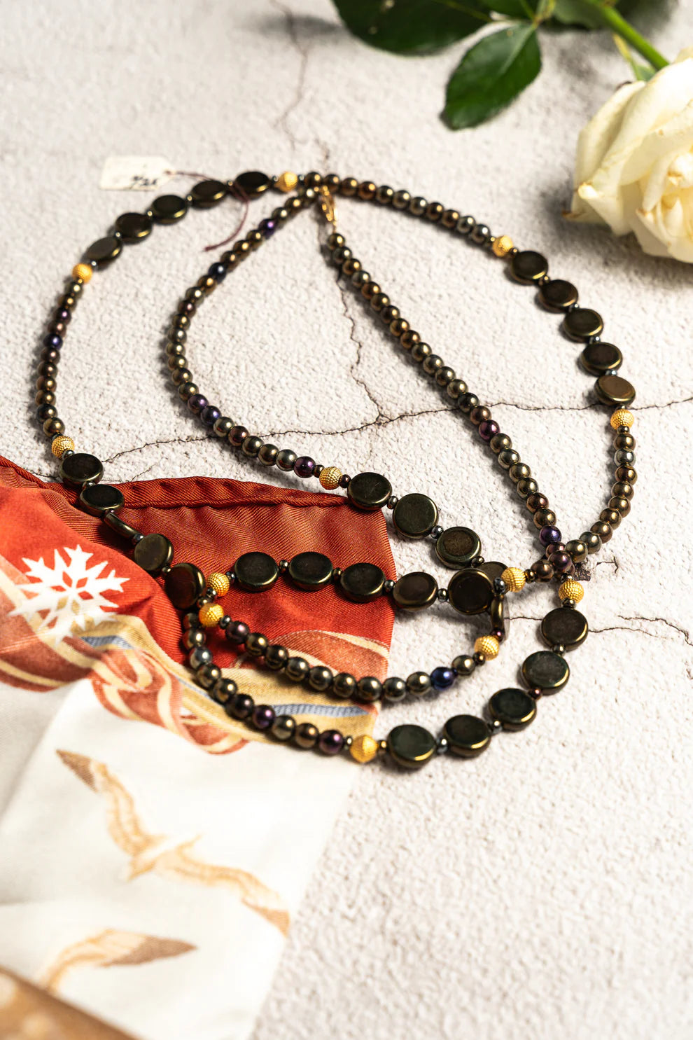 Vintage Black & Gold String Necklace