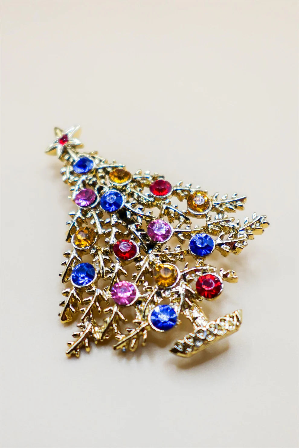 Vintage Gold-Tone Christmas Tree Brooch