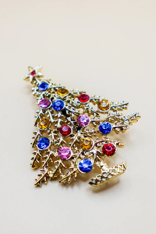 Vintage Gold-Tone Christmas Tree Brooch