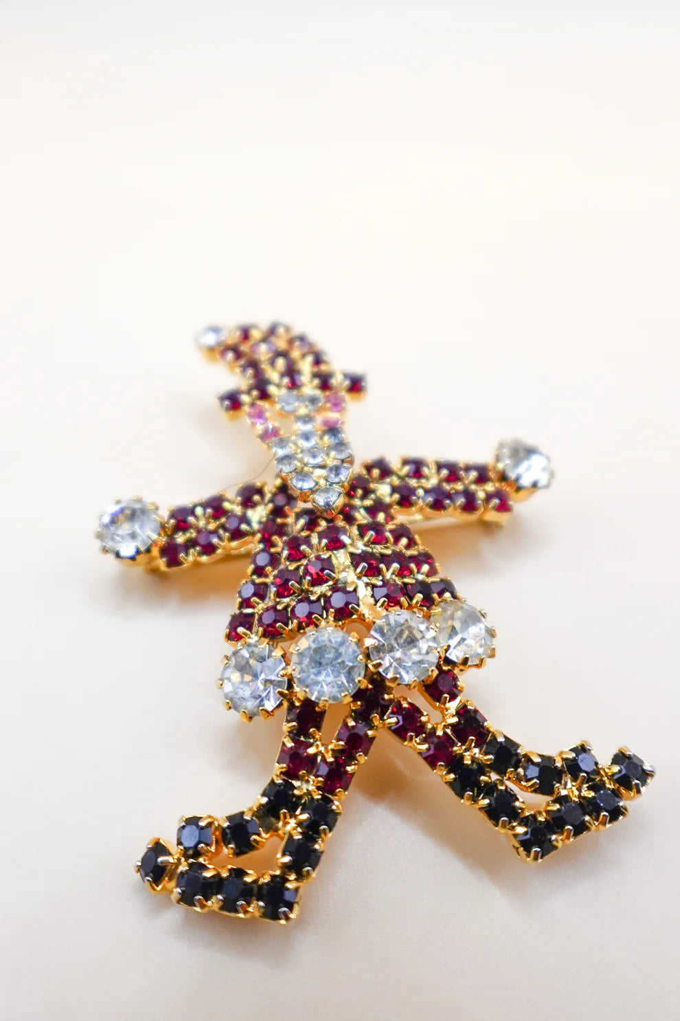 Vintage Hand-Set Crystal Santa Pin