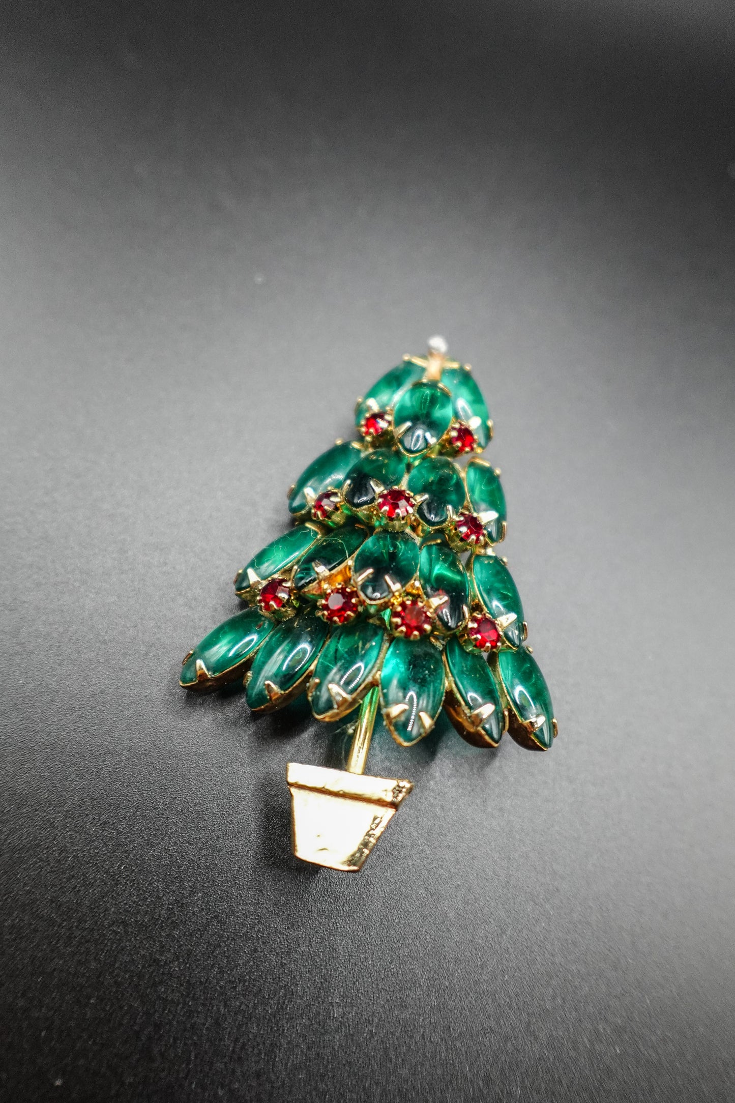 Vintage Enamel and Crystal Christmas Tree Brooch