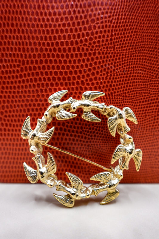 Vintage Gold-Tone Dove Brooch
