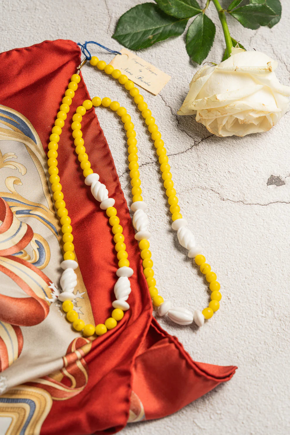 Vintage Neva Burba Yellow Bead Necklace Set