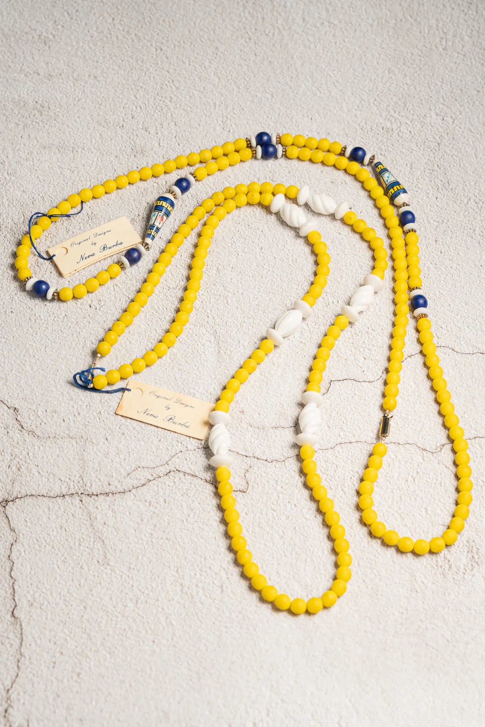 Vintage Neva Burba Yellow Bead Necklace Set