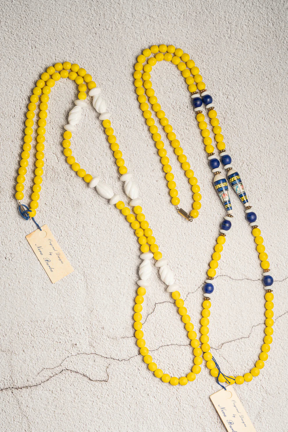 Vintage Neva Burba Yellow Bead Necklace Set