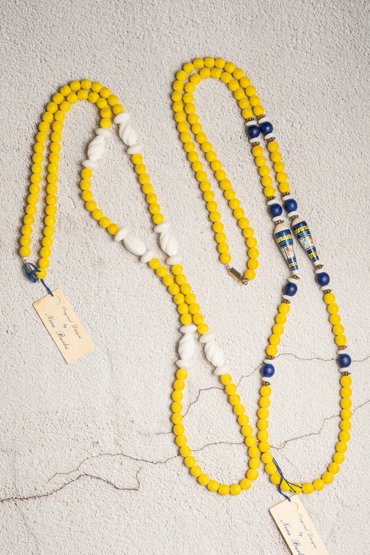 Vintage Neva Burba Yellow Bead Necklace Set