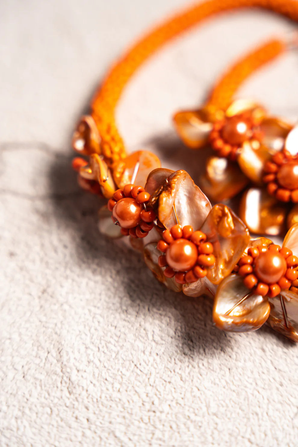 Vintage Orange Beaded Necklace and Bracelet Set