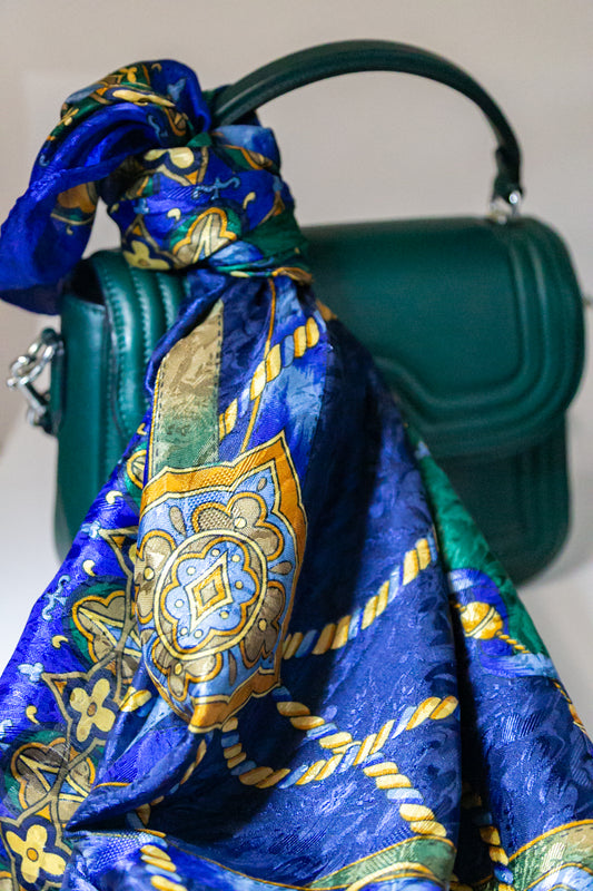 Pier Olivier Paris Scarf - Blue & Gold, Square