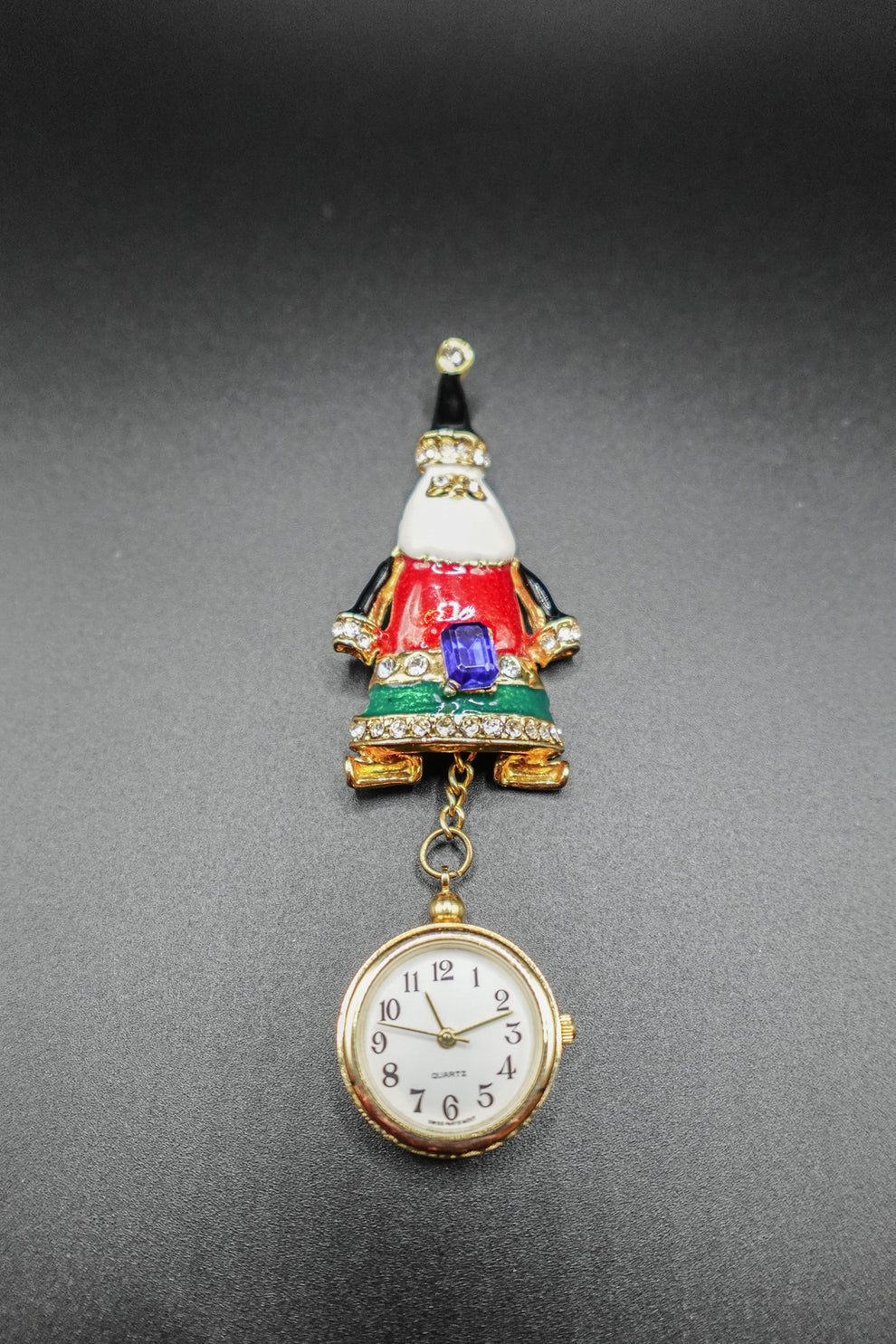 Vintage Santa Claus Watch Brooch