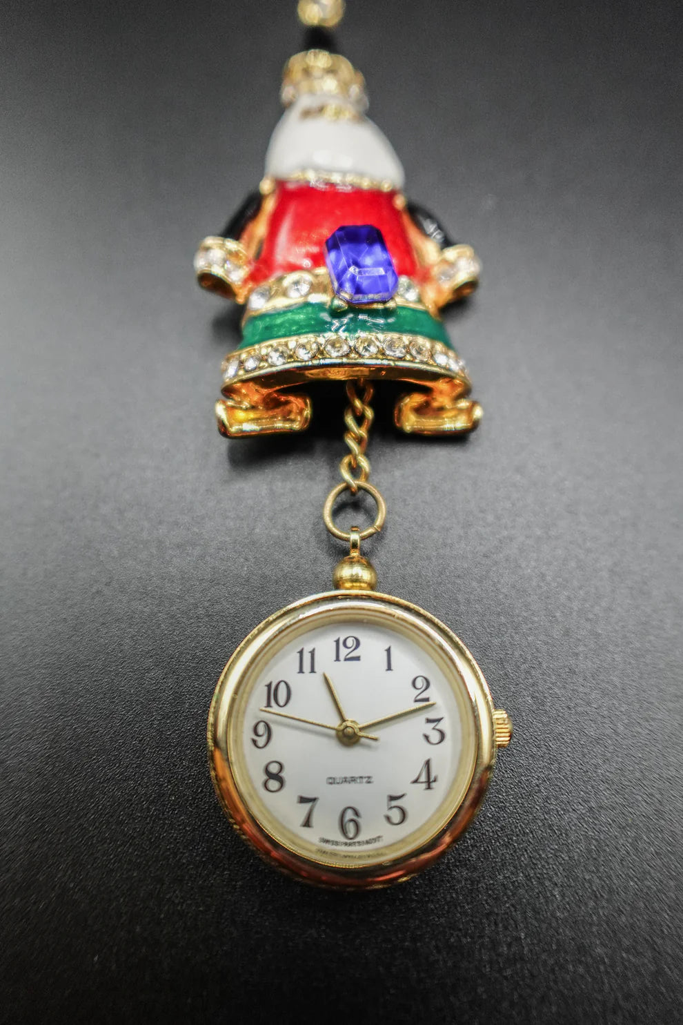 Vintage Santa Claus Watch Brooch