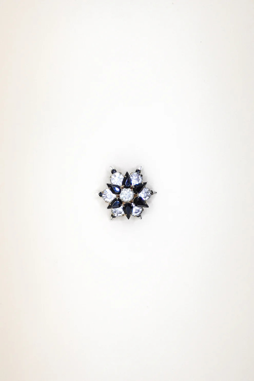 Vintage Black and Clear Crystal Starburst Brooch