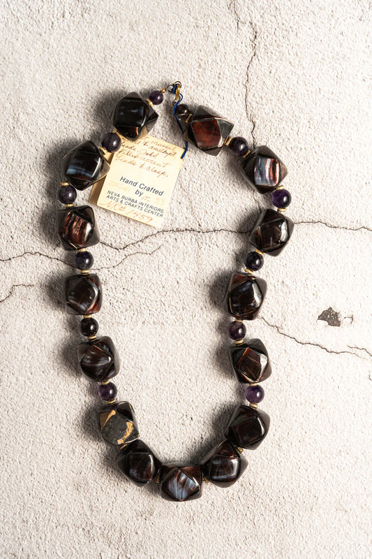 1980s Violet Mussel Shell Necklace - Handmade by Neva Burba